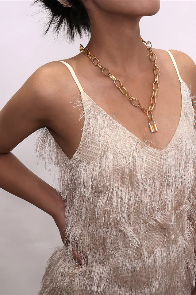 Lock Pendant Link Chain Necklace - Image 2