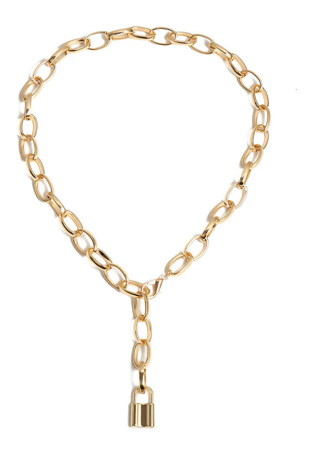 Lock Pendant Link Chain Necklace - Image 3