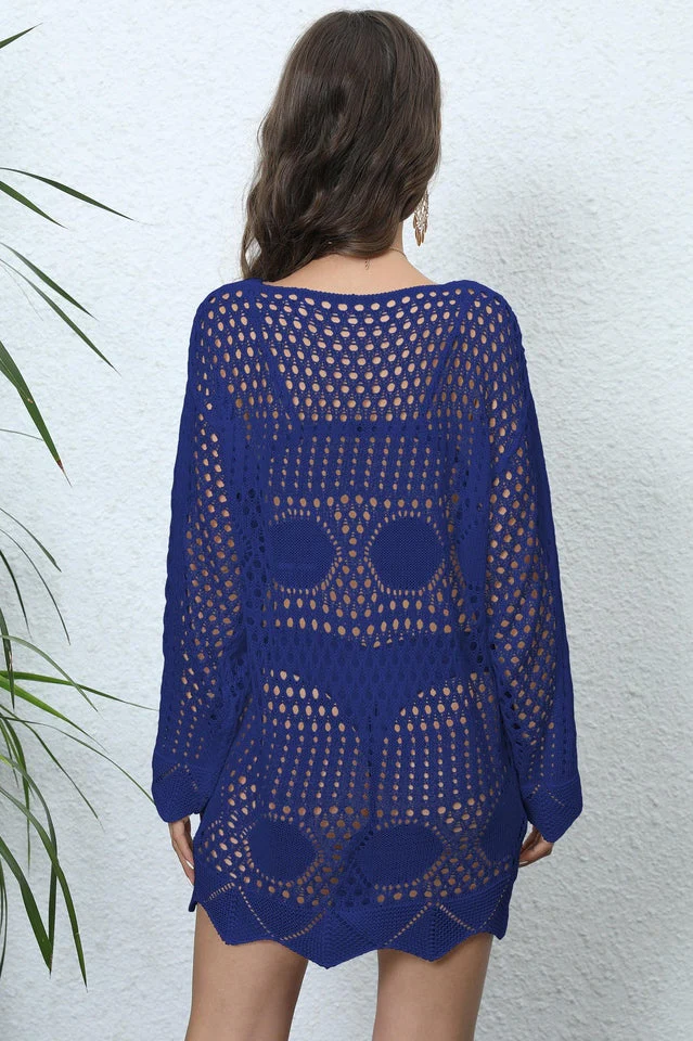 Long Sleeve Hollow Out Cover Up - Image 17