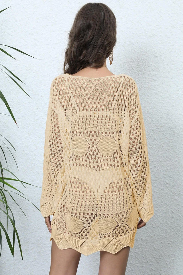 Long Sleeve Hollow Out Cover Up - Image 21