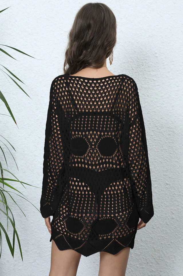 Long Sleeve Hollow Out Cover Up - Image 8
