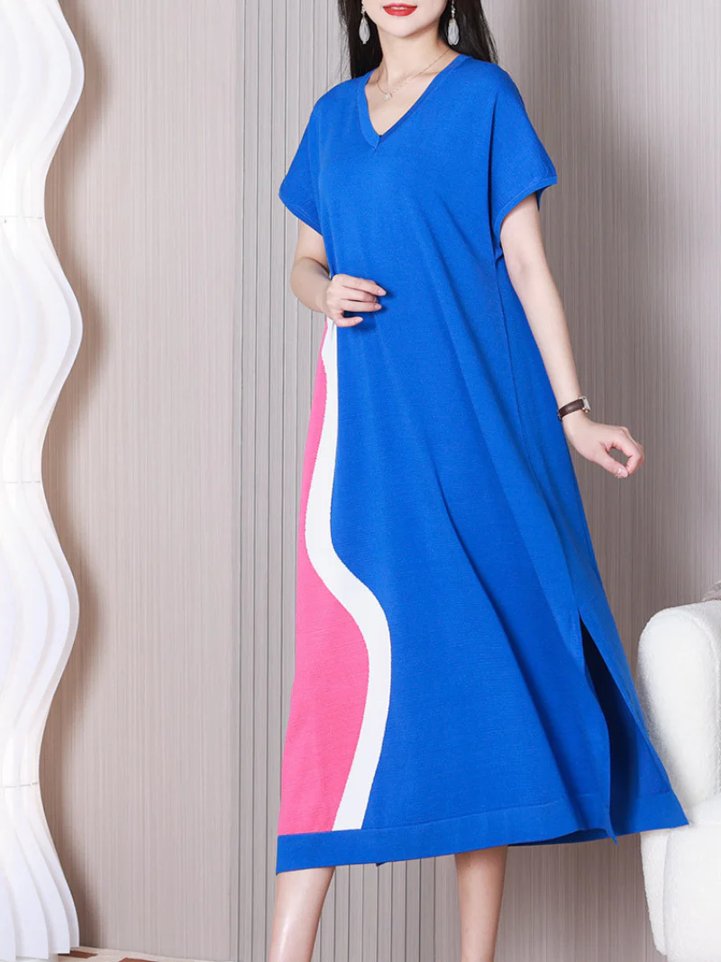 Look At The Sky V-neck Midi Dress - Image 3