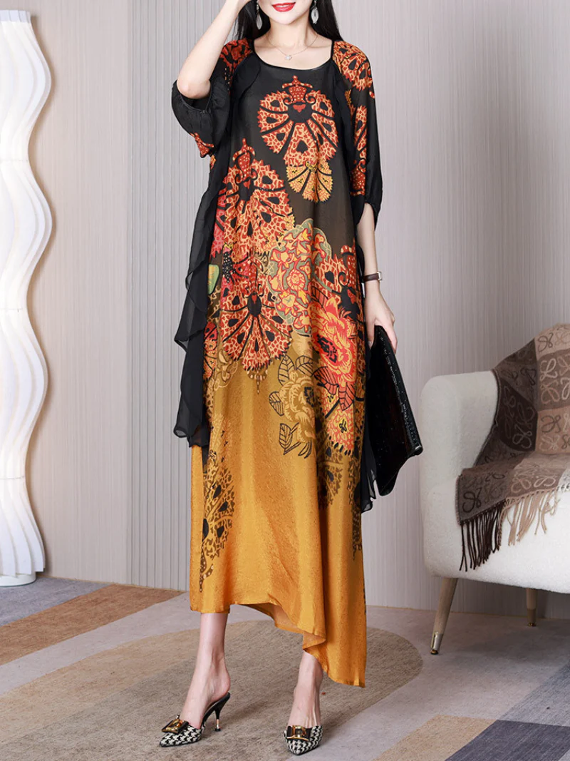 Look At The Stars Round Neck A-line Dress - Image 2