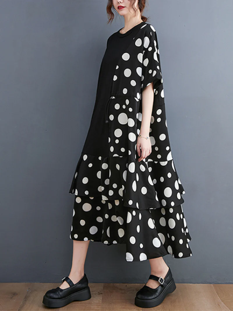 Look At The Stars Round Neck A-line Dress - Image 5