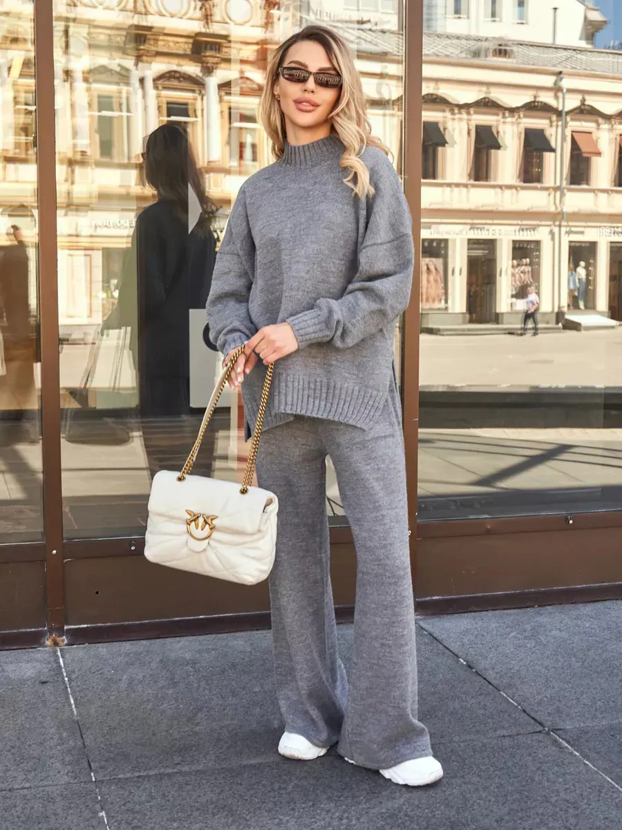 Loose-fitting long pants and knitwear set - Image 5