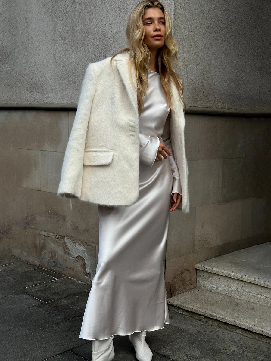 Loose Lapel Fluffy Jacket - Image 3