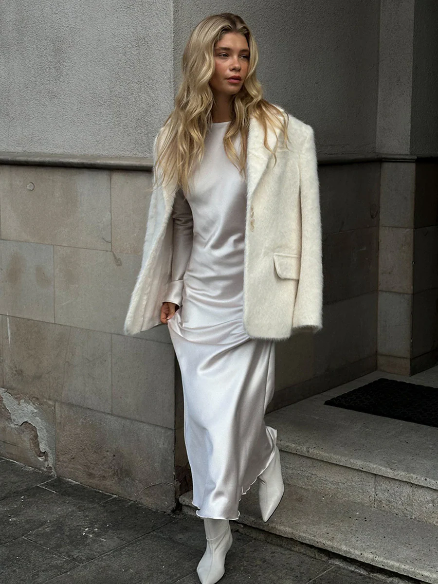 Loose Lapel Fluffy Jacket - Image 4