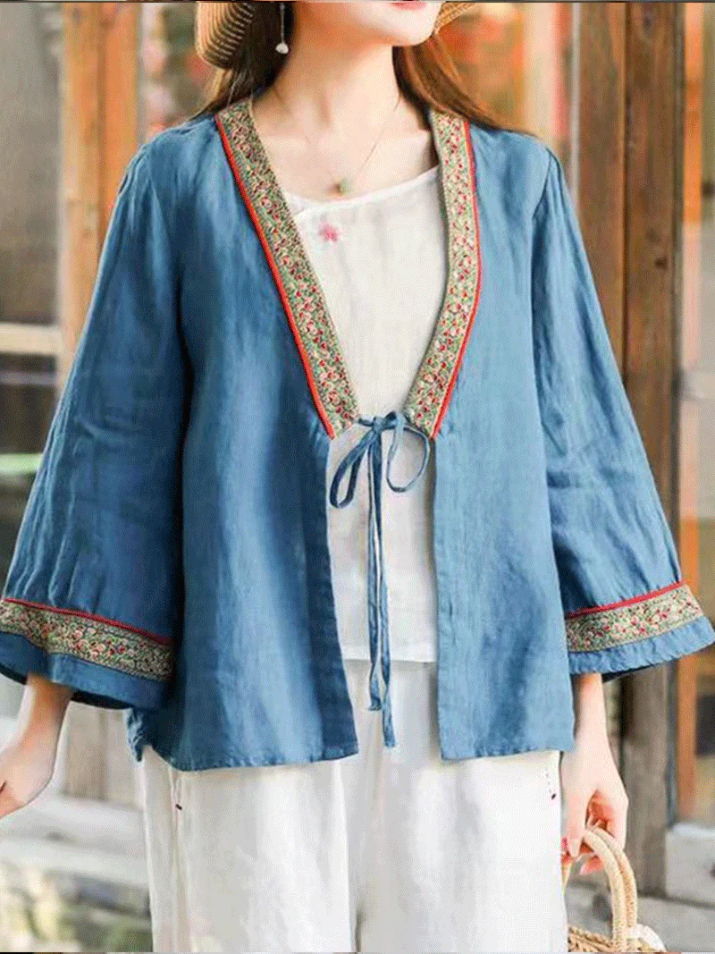Love Yourself Embroidery lace-up Shirt Top - Image 2