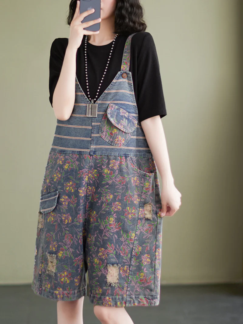 Love Yourself Denim High Waist Short Dungarees - Image 3