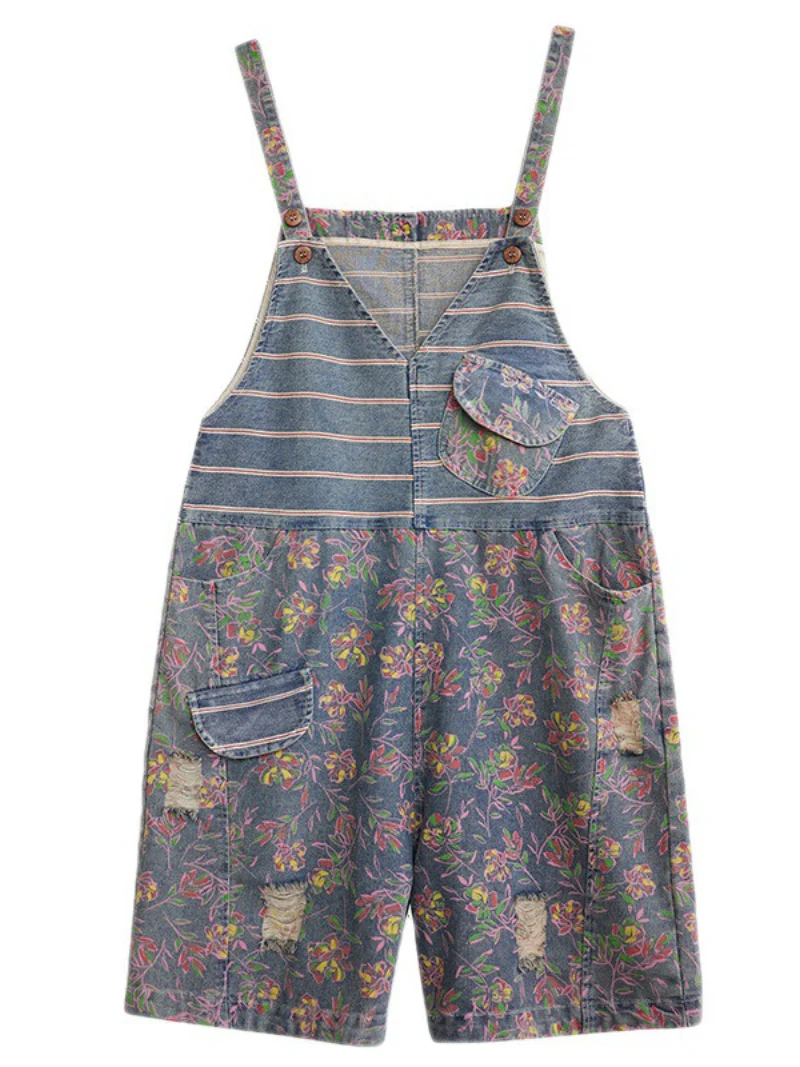 Love Yourself Denim High Waist Short Dungarees - Image 4