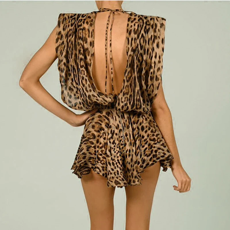 LEOPARD V NECK CHIFFON JUMSUIT - Image 2