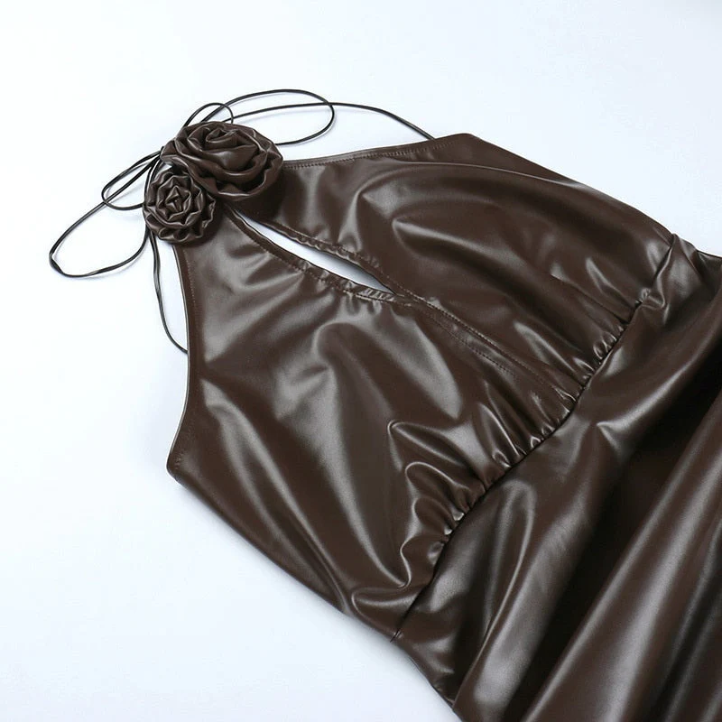 LUSY PU LEATHER Hollow Out Mini Dress - Image 8