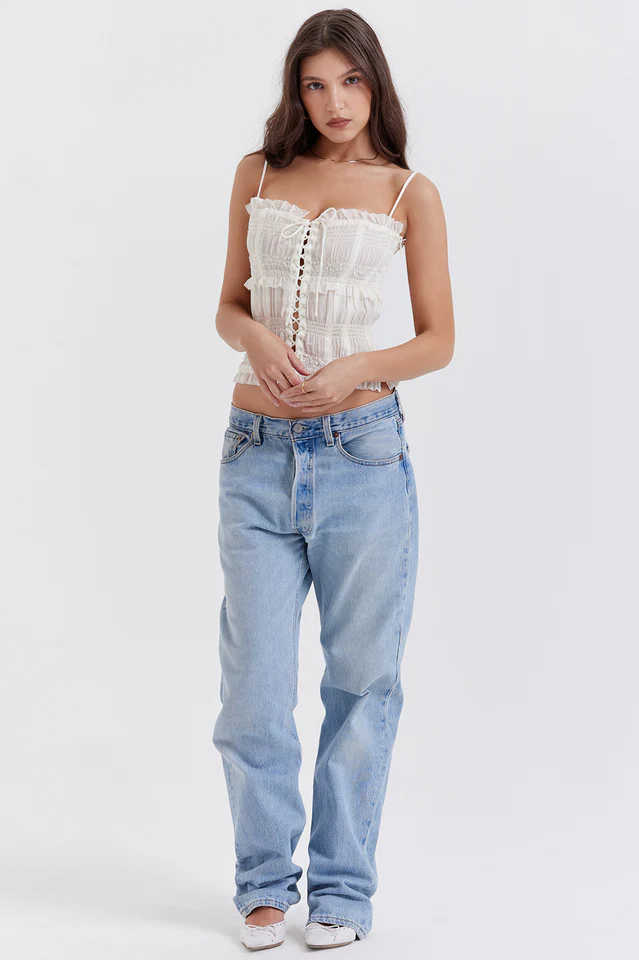 Lula Ivory Sequin Pleat Corset - Image 4