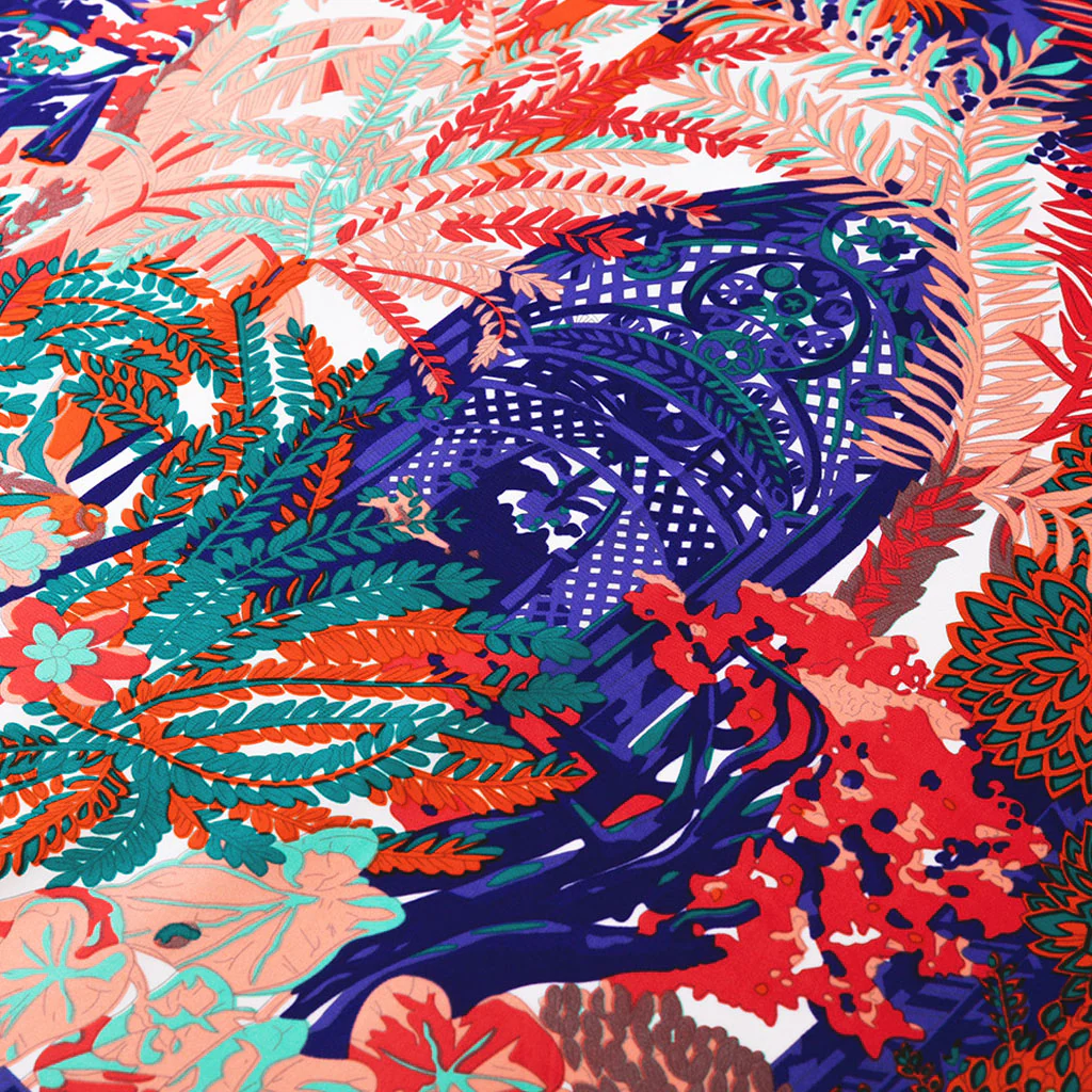 Luxuriant Jungle Print Oversized Square Silk-Twill Scarf - Orange - Image 2