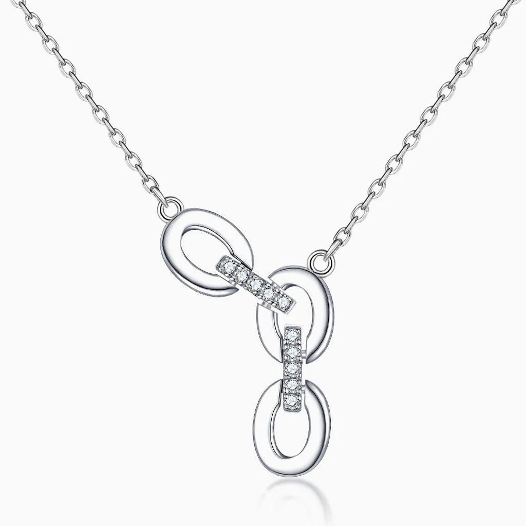 Luxurious Cubic Zirconia Pavé Interlocking Circle Sterling Silver Jewelry Set - Image 3