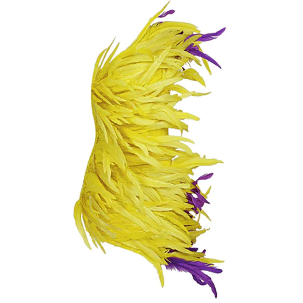 Luxury Feather Trim One Shoulder Crepe Mini Dress - YelLow - Image 4
