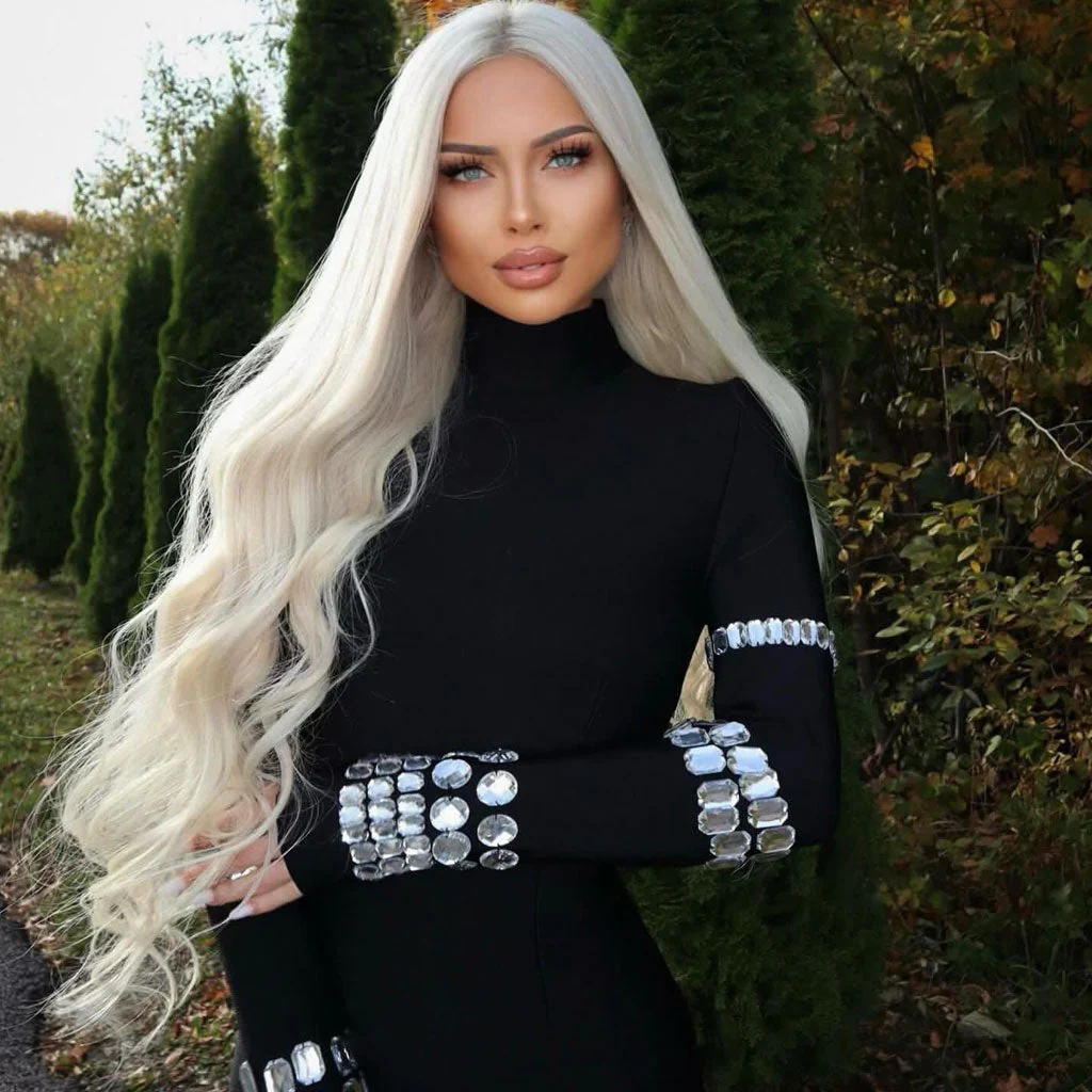 Luxury High Neck Long Sleeve Crystal Bodycon Bandage Midi Cocktail Dress - Image 3