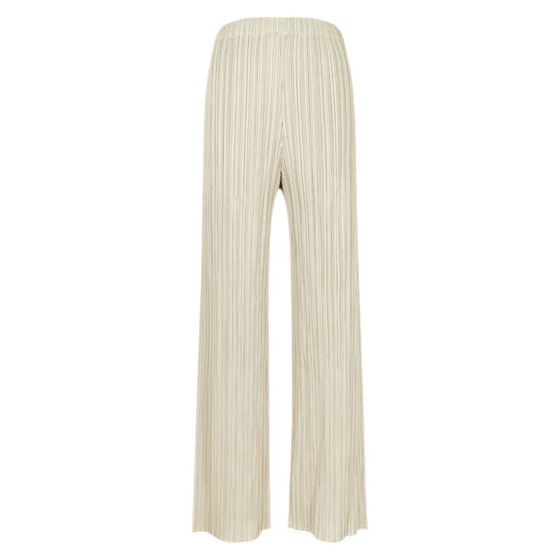 Luxury Solid Color High Waist  Ankle Length Straight Leg Pleated Pants - Image 2