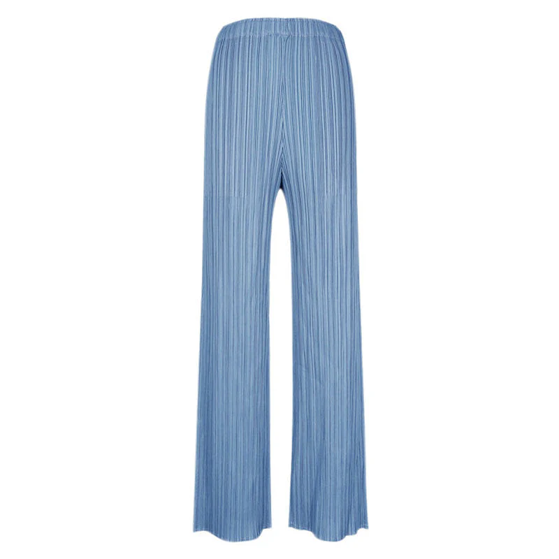 Luxury Solid Color High Waist  Ankle Length Straight Leg Pleated Pants - Image 5
