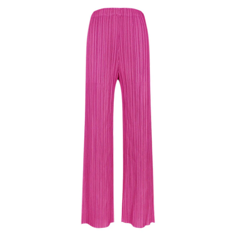 Luxury Solid Color High Waist  Ankle Length Straight Leg Pleated Pants - Image 6