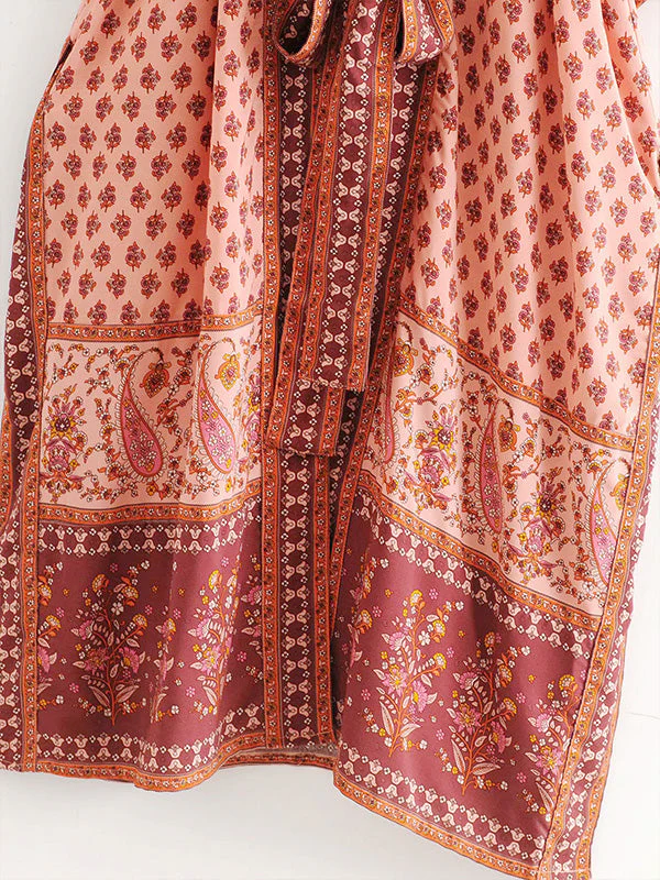 Nightwear Long Kimono Floral Printed Polyester Gown Kimono Robe - Image 5