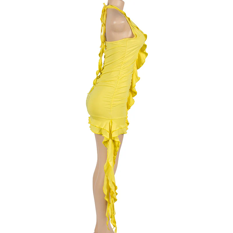 Magenta Ruffle Mini Dress - Image 24