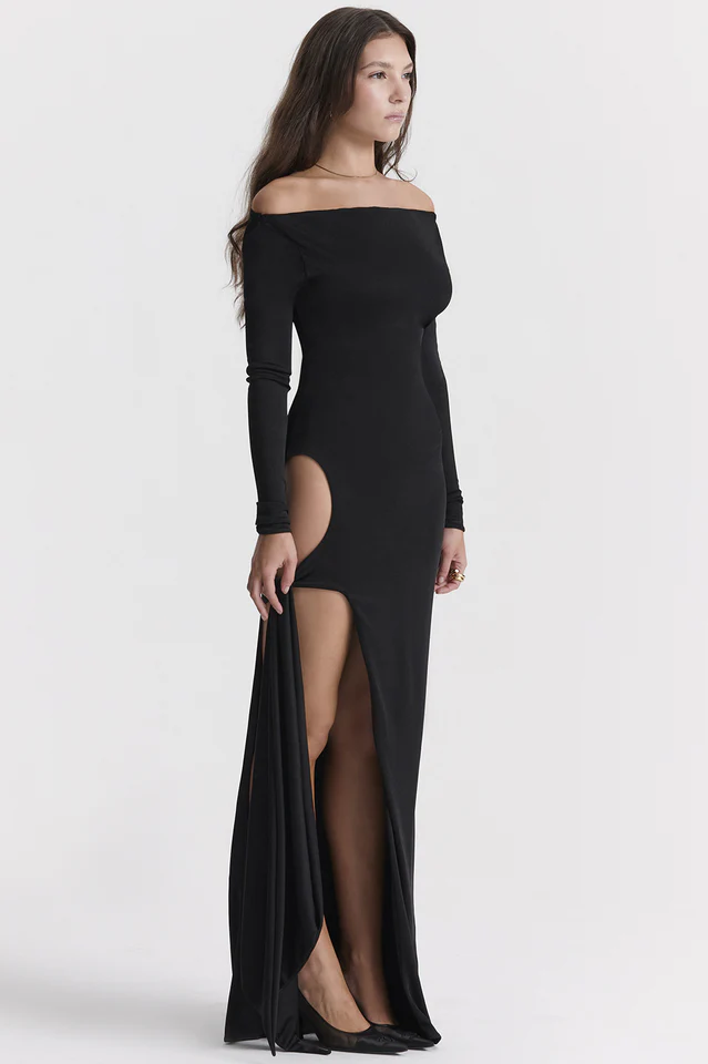 Marella Black Cutout Maxi Dress - Image 8