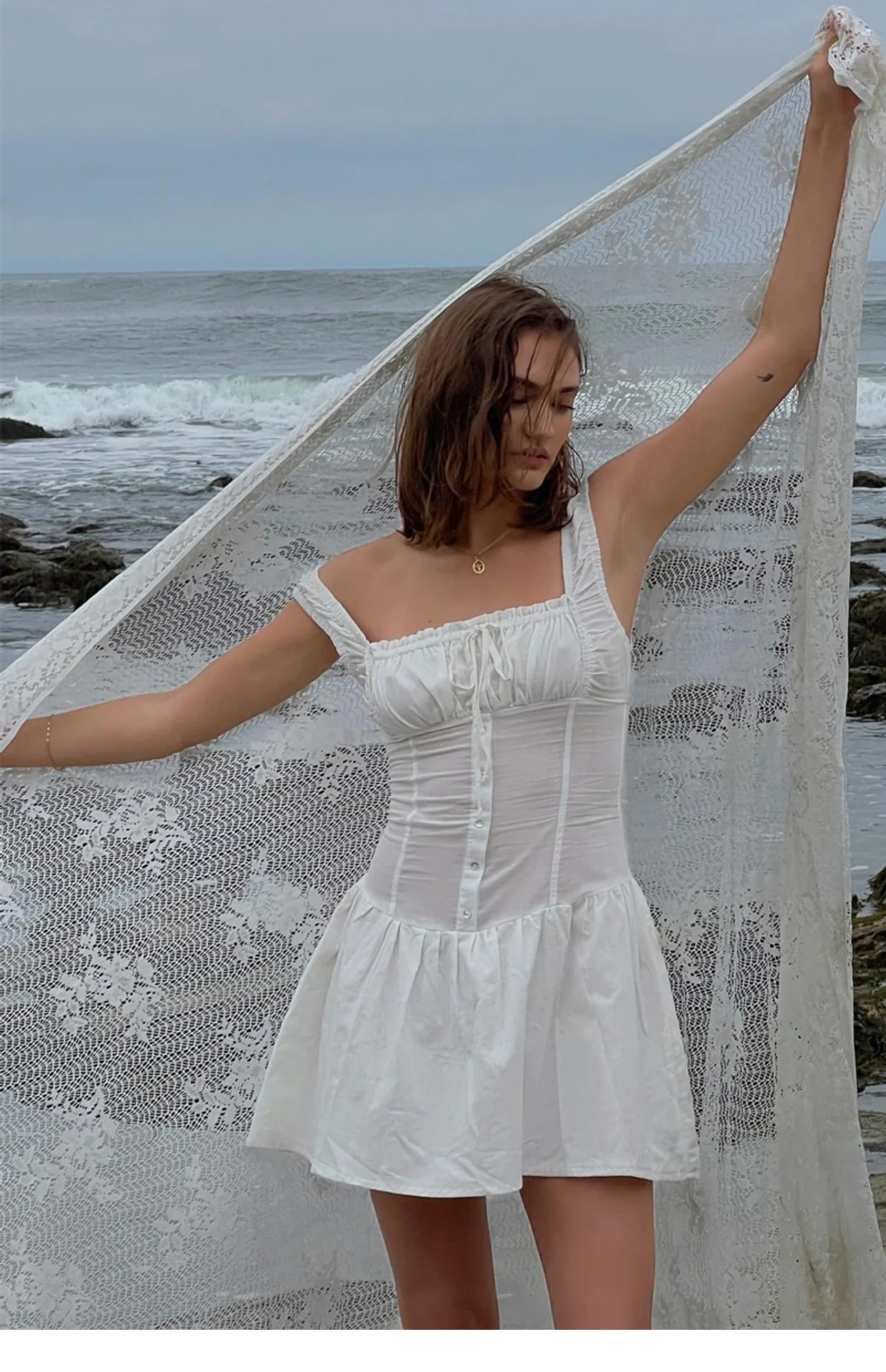 Maribel Broderie Corset Mini Dress - Image 4