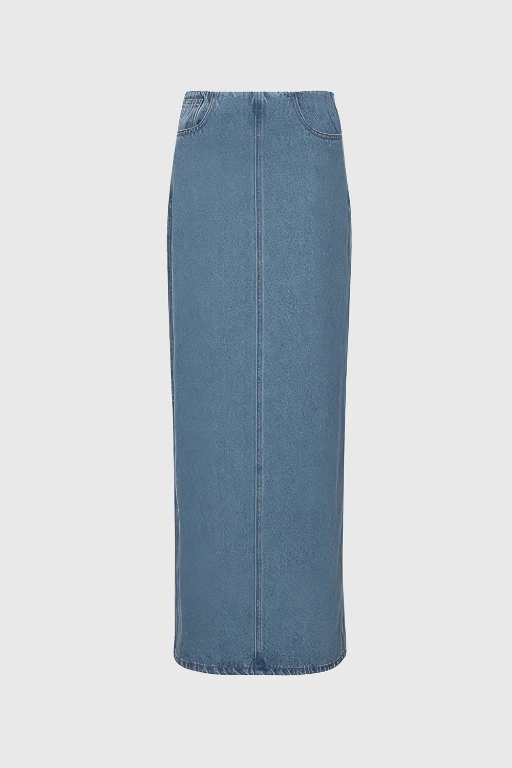 Maxi Denim Skirt with Cropped Waistline - Blue - Image 4