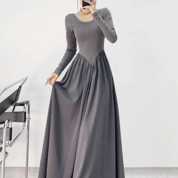 GREY MAXI Dress with V WaistLINE - Image 4