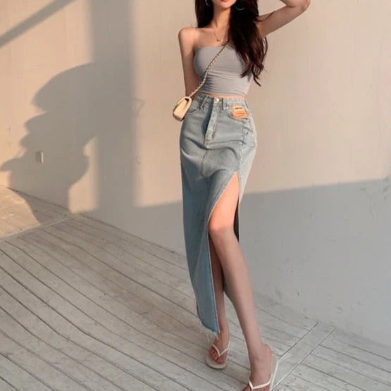 MOE MAXI JEANS SIDE SLIT Skirt - Image 2