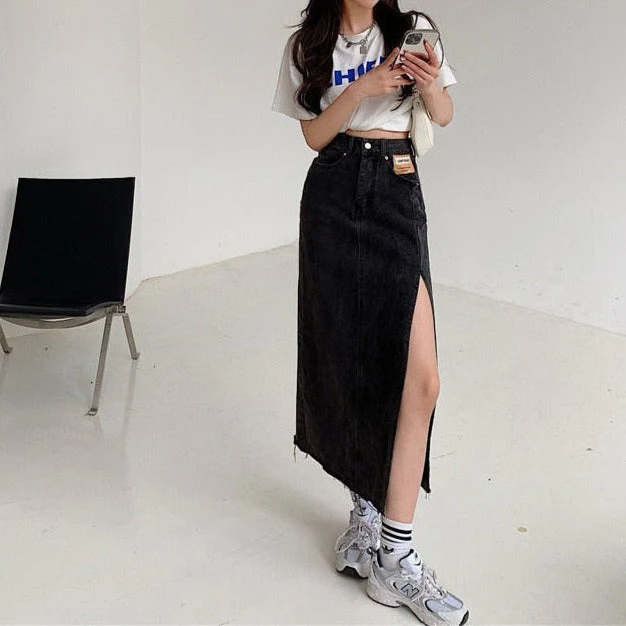 MOE MAXI JEANS SIDE SLIT Skirt - Image 5
