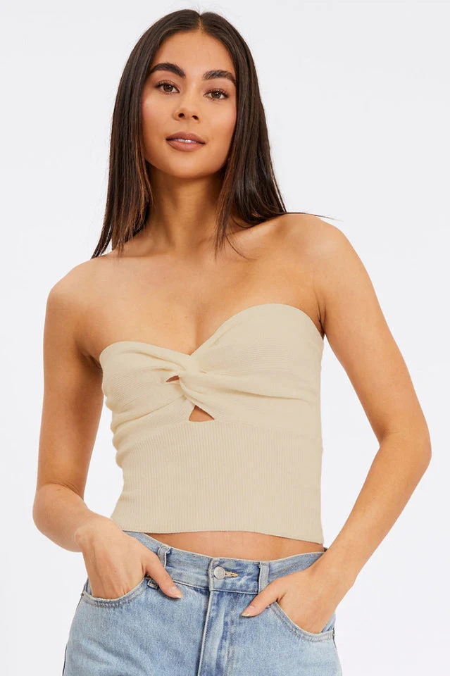 Merlaine Strapless Knotted Knit Crop Top - Image 9
