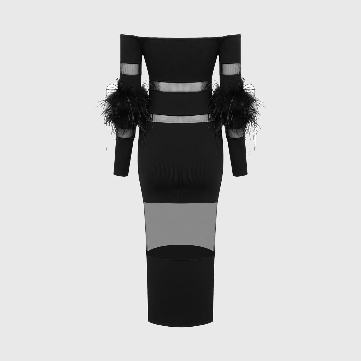 Black Mesh PATCHWORK MIDI Dress - Image 3