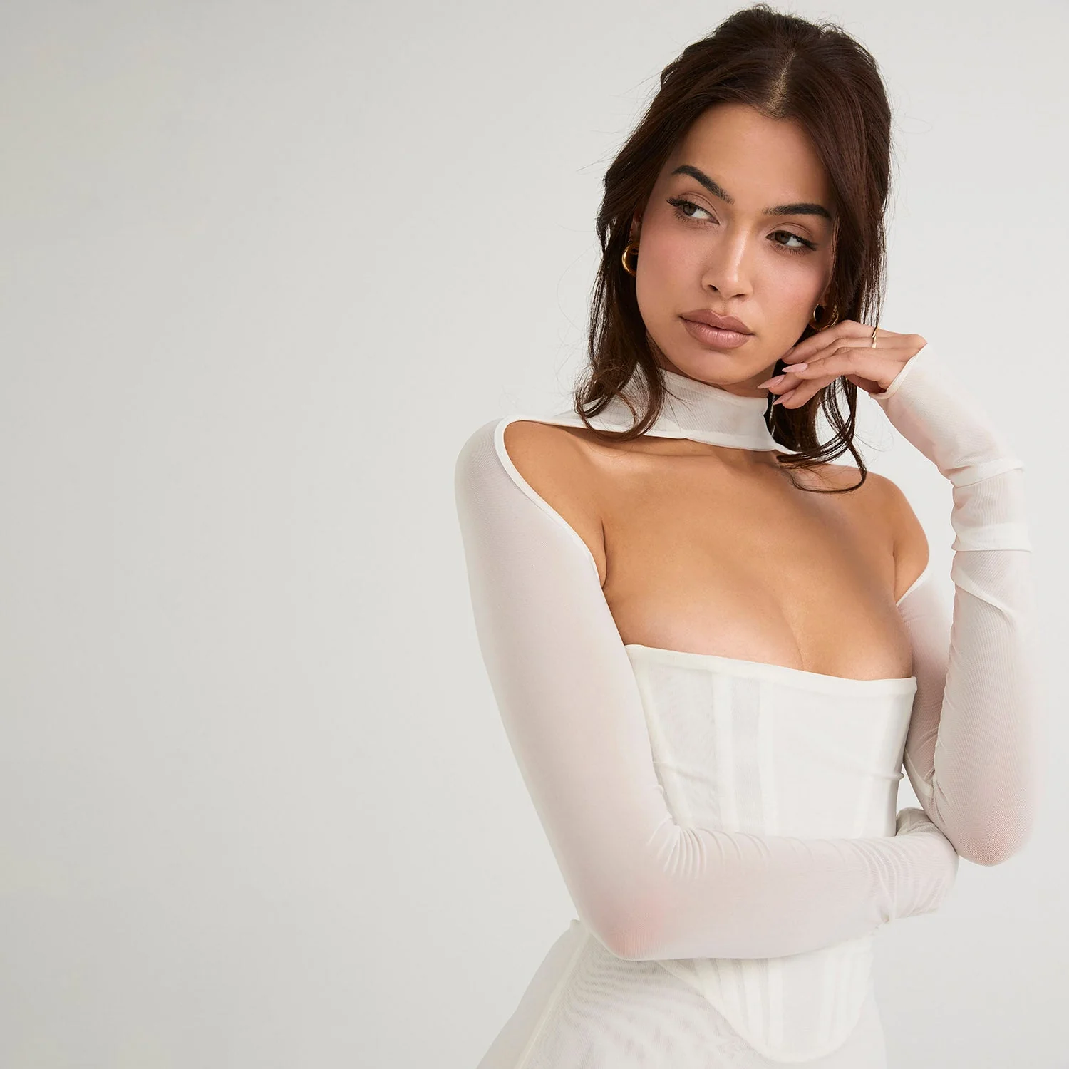 AIMI Long Sleeve Hollow Out MIDI Dress - Image 7