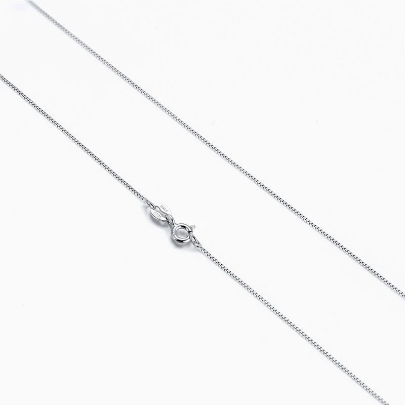 Minimalist Style Pure Sterling Silver 0.6MM Polished Box Chain NeckLace - Image 4