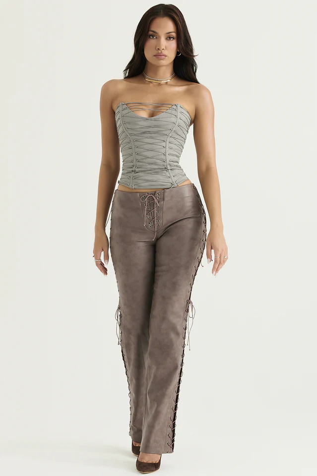 Mirabelle Plum Anthracite Lace Up Bra - Image 3