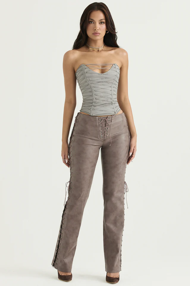 Mirabelle Plum Anthracite Lace Up Bra - Image 4