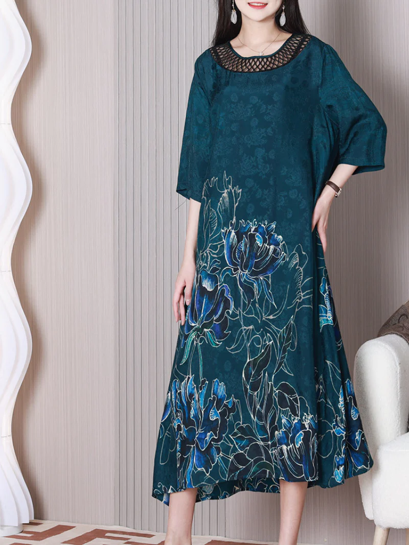 Most Popular Loose Round Neck A-line Dress - Image 7