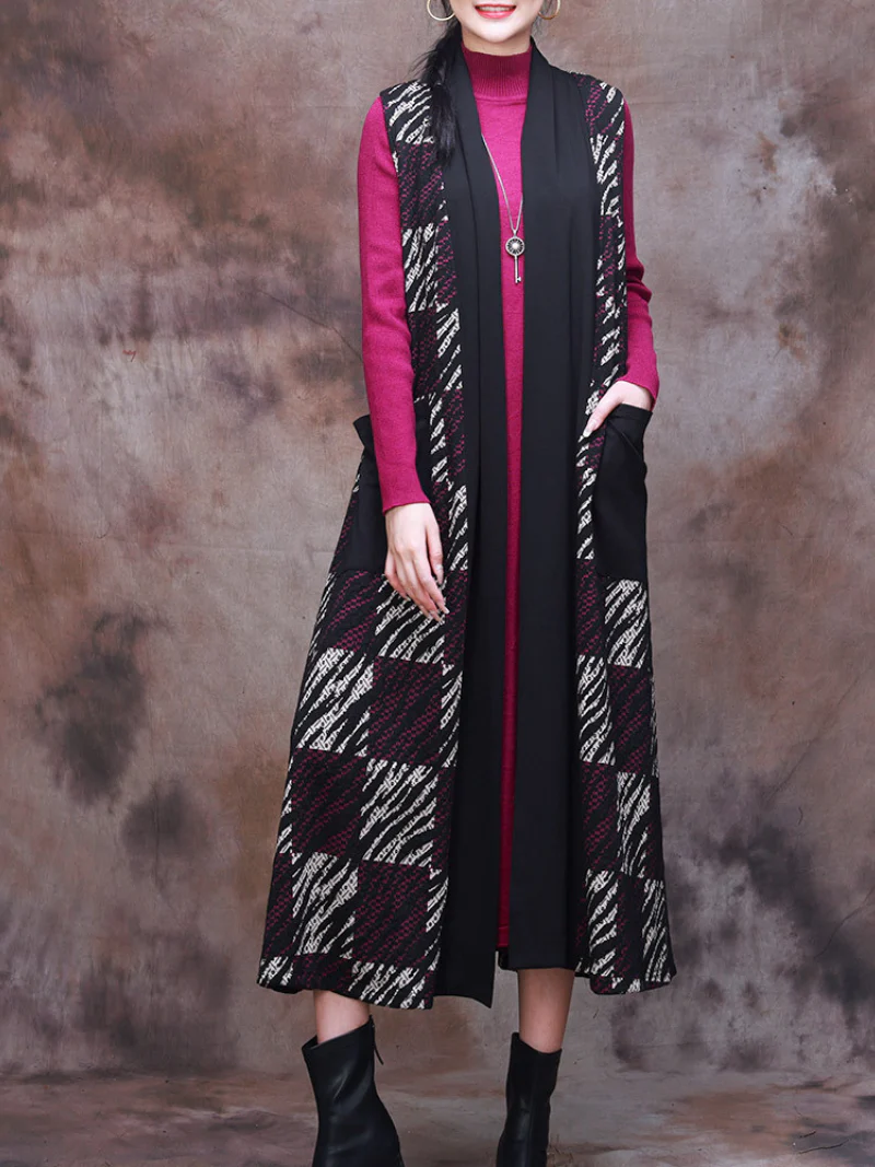 Modern Comfort Printed Plaid Long Cardigan - Image 8