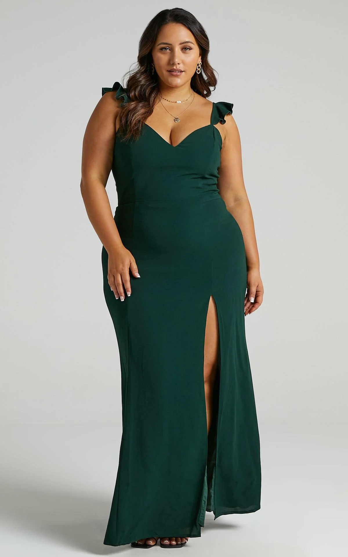 More Than This Ruffle Strap Maxi Dress - Green - Image 4
