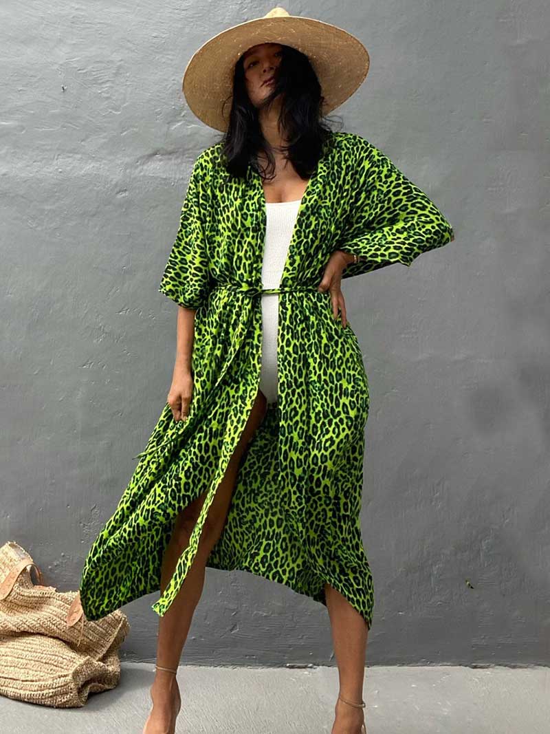 Tie-Dye Print Different Colors Rayon Long Length Gown Kimono Duster Robe - Image 17