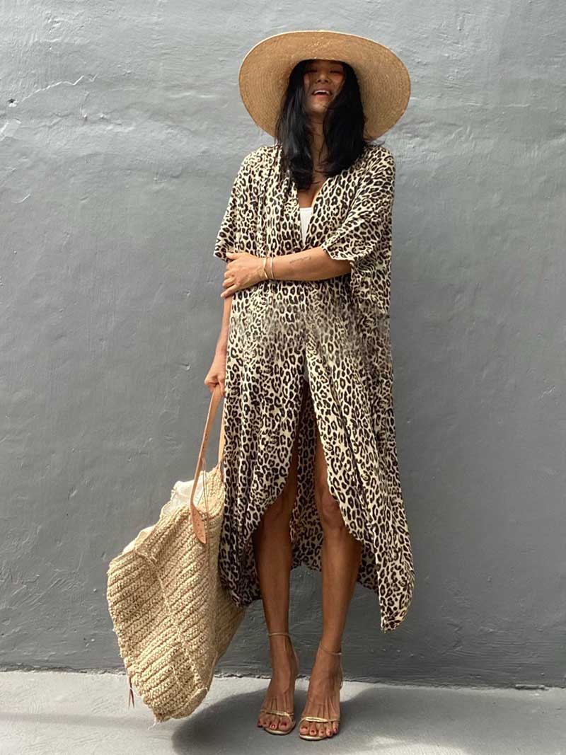 Tie-Dye Print Different Colors Rayon Long Length Gown Kimono Duster Robe - Image 2
