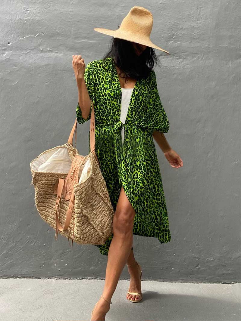 Tie-Dye Print Different Colors Rayon Long Length Gown Kimono Duster Robe - Image 21