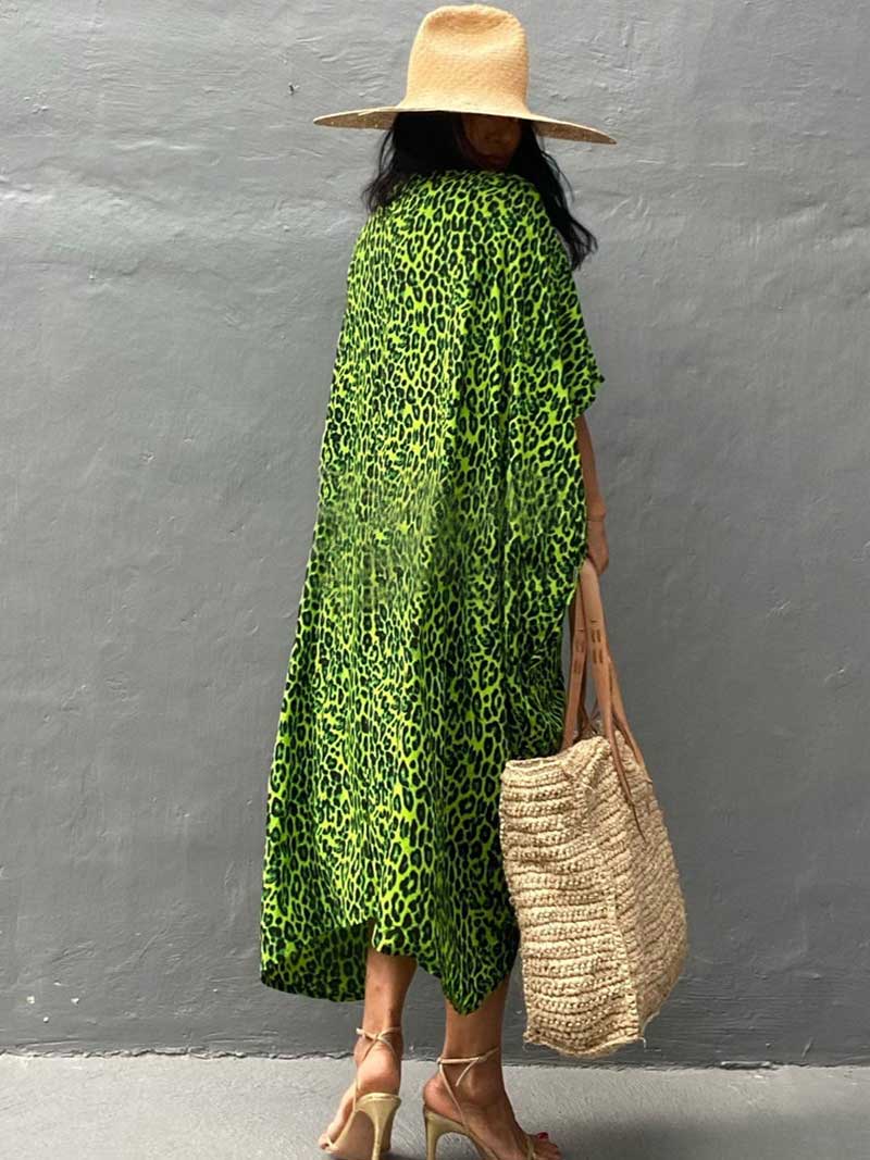 Tie-Dye Print Different Colors Rayon Long Length Gown Kimono Duster Robe - Image 8