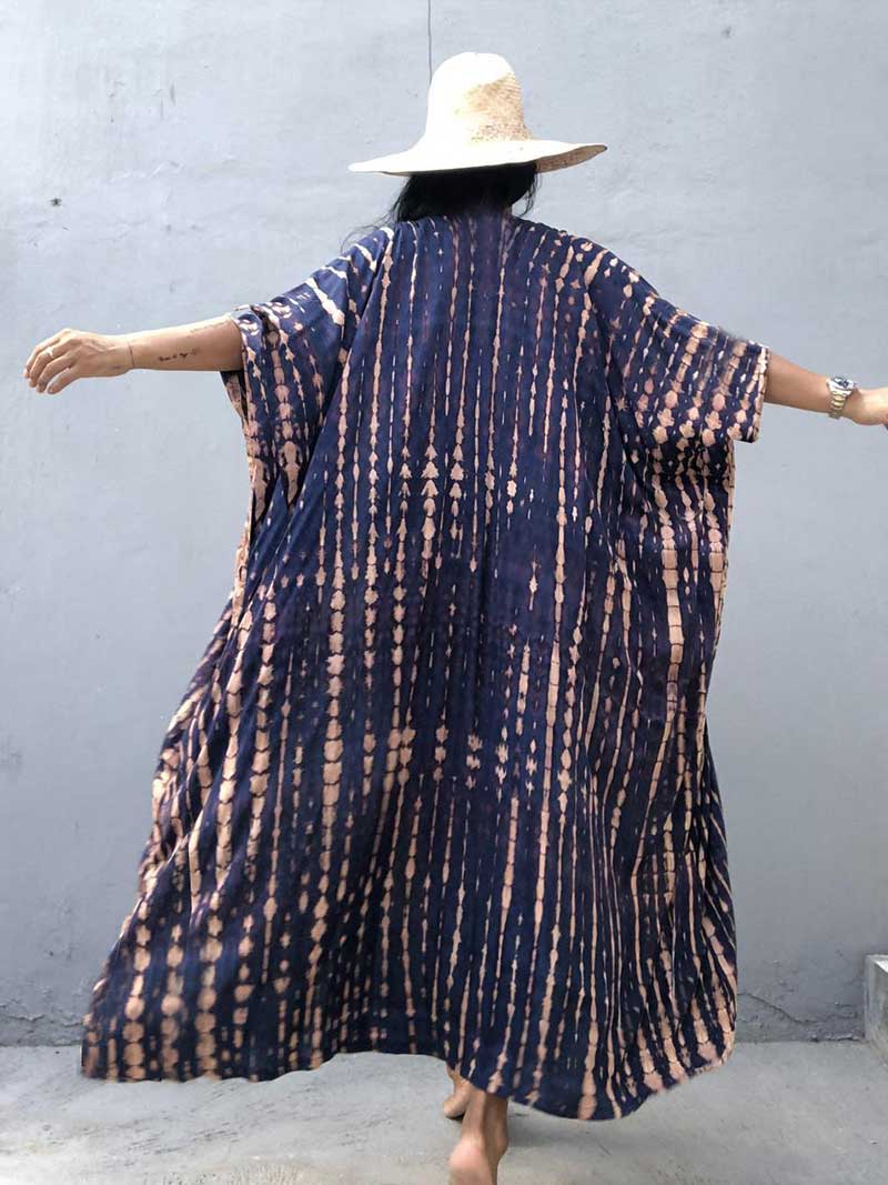 Tie-Dye Print Different Colors Rayon Long Length Gown Kimono Duster Robe - Image 6