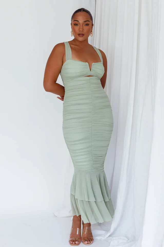 Nadia Ruched Fishtail Maxi Dress - Image 8