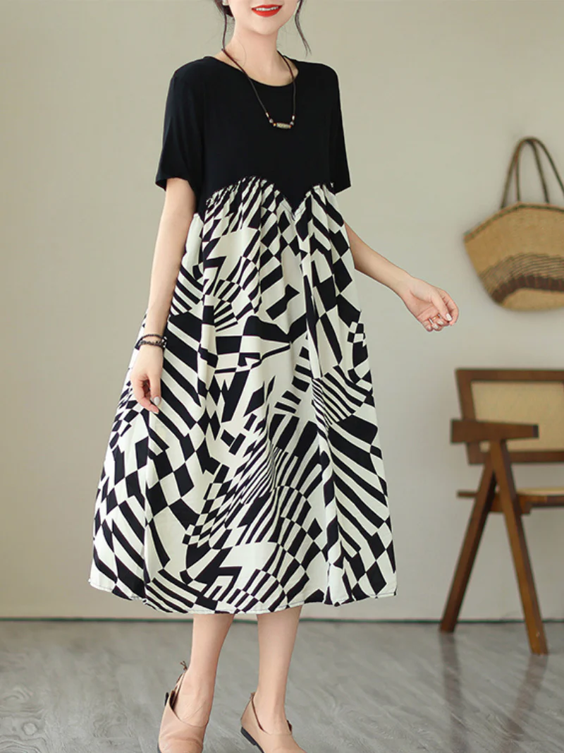 Nature Love Round Neck Commuter A-line Dress - Image 5