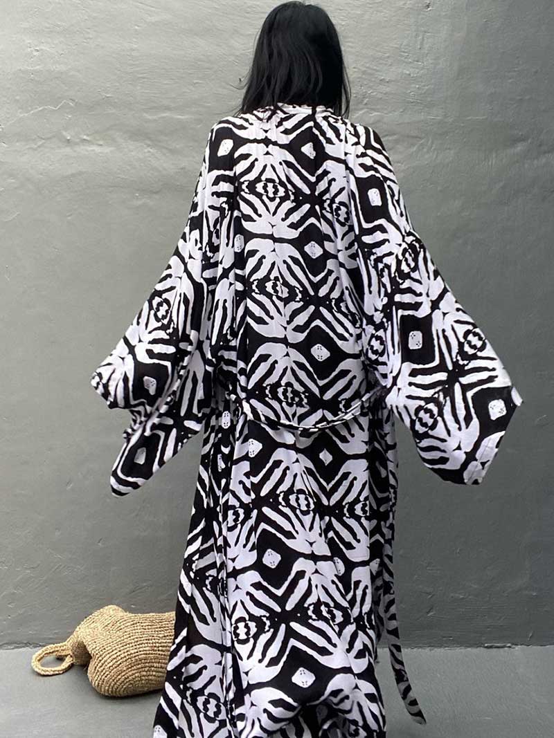 Printed Different Colors Rayon Long Length Gown Kimono Duster Robe - Image 20