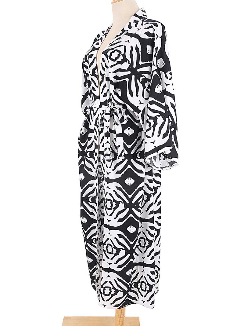 Printed Different Colors Rayon Long Length Gown Kimono Duster Robe - Image 25
